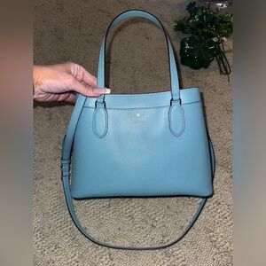 NWOT: Kate Spade Blue/Teal Leather Satchel– Work, Travel, or Diaper Bag w/Strap